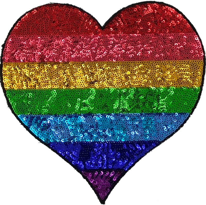 Large Sequin Rainbow Heart - Patch