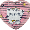 Pink Sequin Cat with Stars Heart - Patch