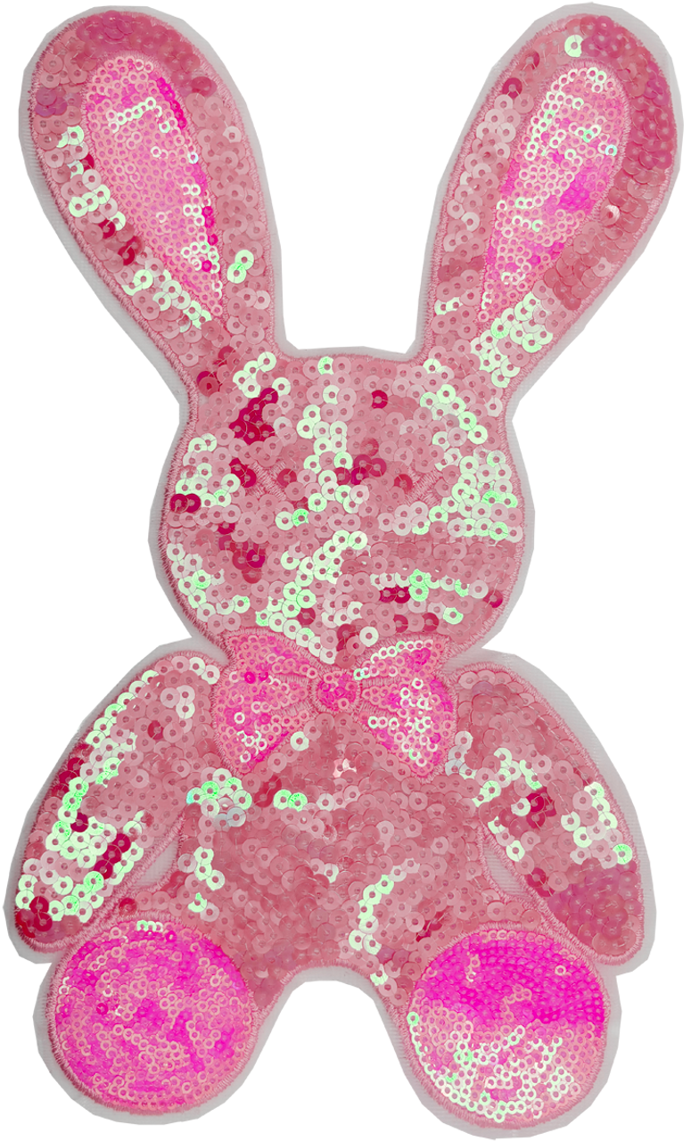 Large Pink Sequin Bunny - Patch
