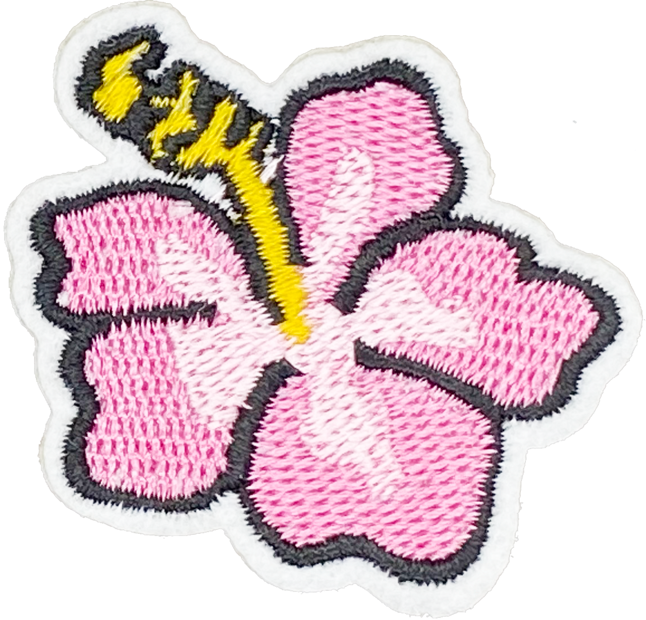 Pink Hibiscus Black outline - Patch