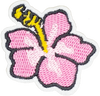 Pink Hibiscus Black outline - Patch