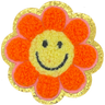 Smiley face Chenille Flower  - Patch