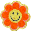 Smiley face Chenille Flower  - Patch