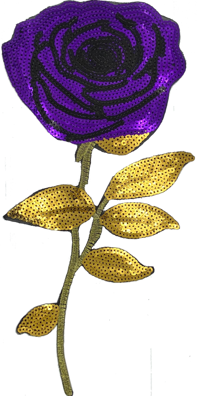 Large Purple Sequin Rose - Patch