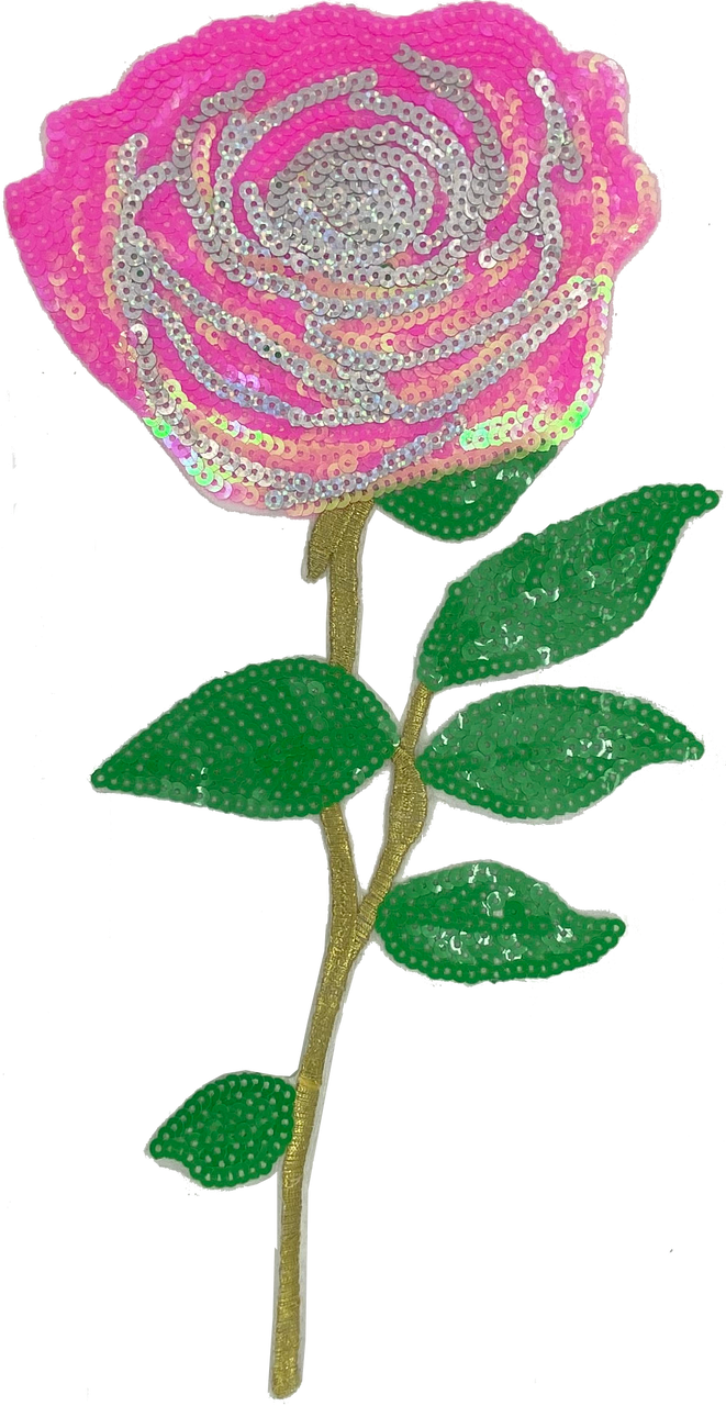 Large Pink Sequin Rose - Patch