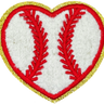 Chenille Baseball Heart  - Patch
