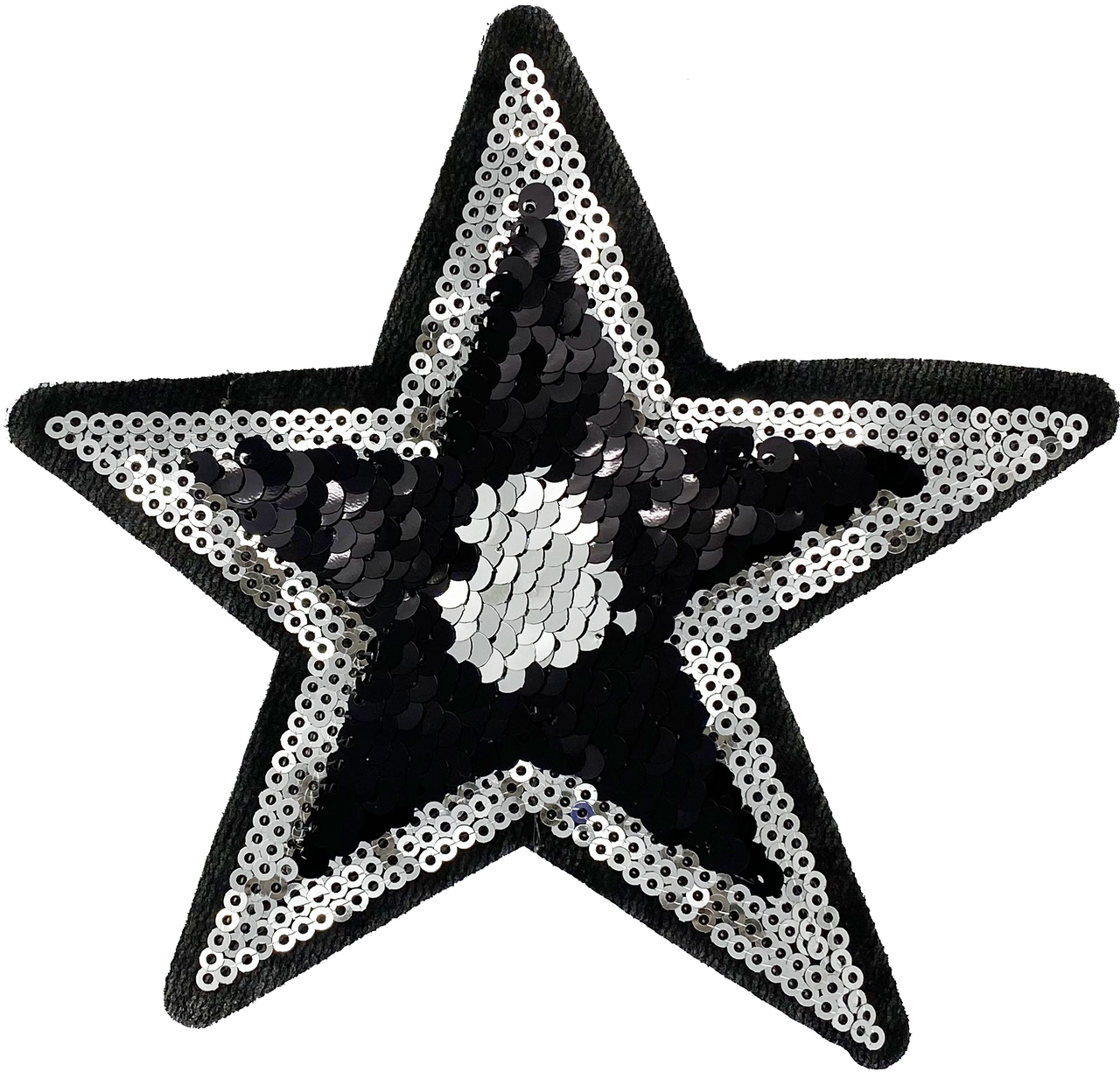 Large Sequin Star (Black & Silver) - Patch