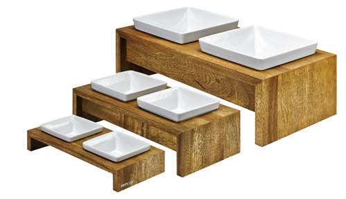 Artisan Double Wood Feeder Bamboo