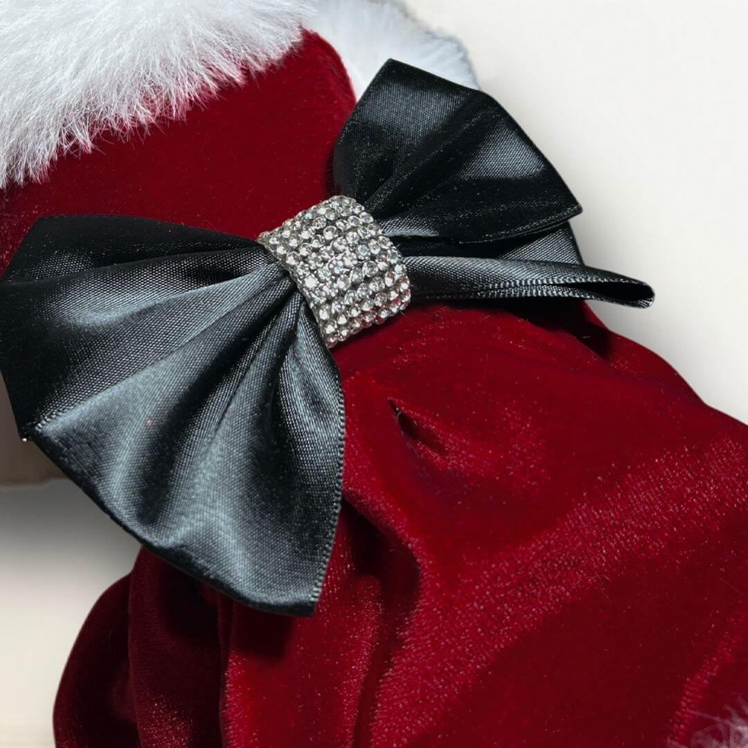 Hello Doggie Santa Baby Faux Fur Satin Crystal Dog Dress
