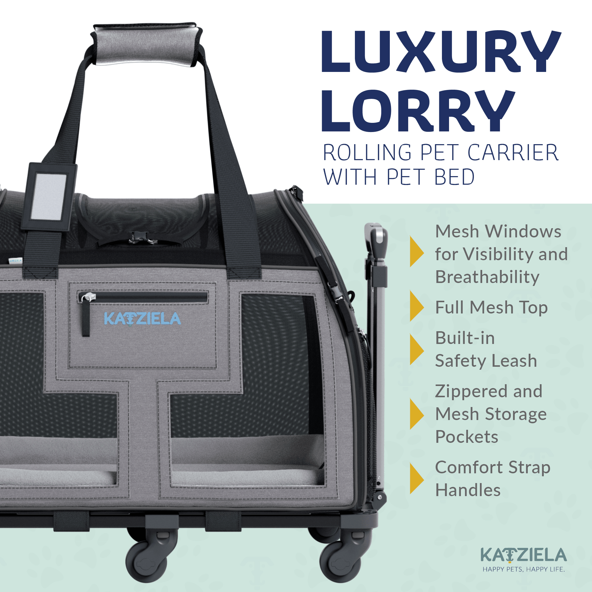 Luxury Lorry Pet Carrier with Removable Wheels and Telescopic Handle | HT Animal Supply