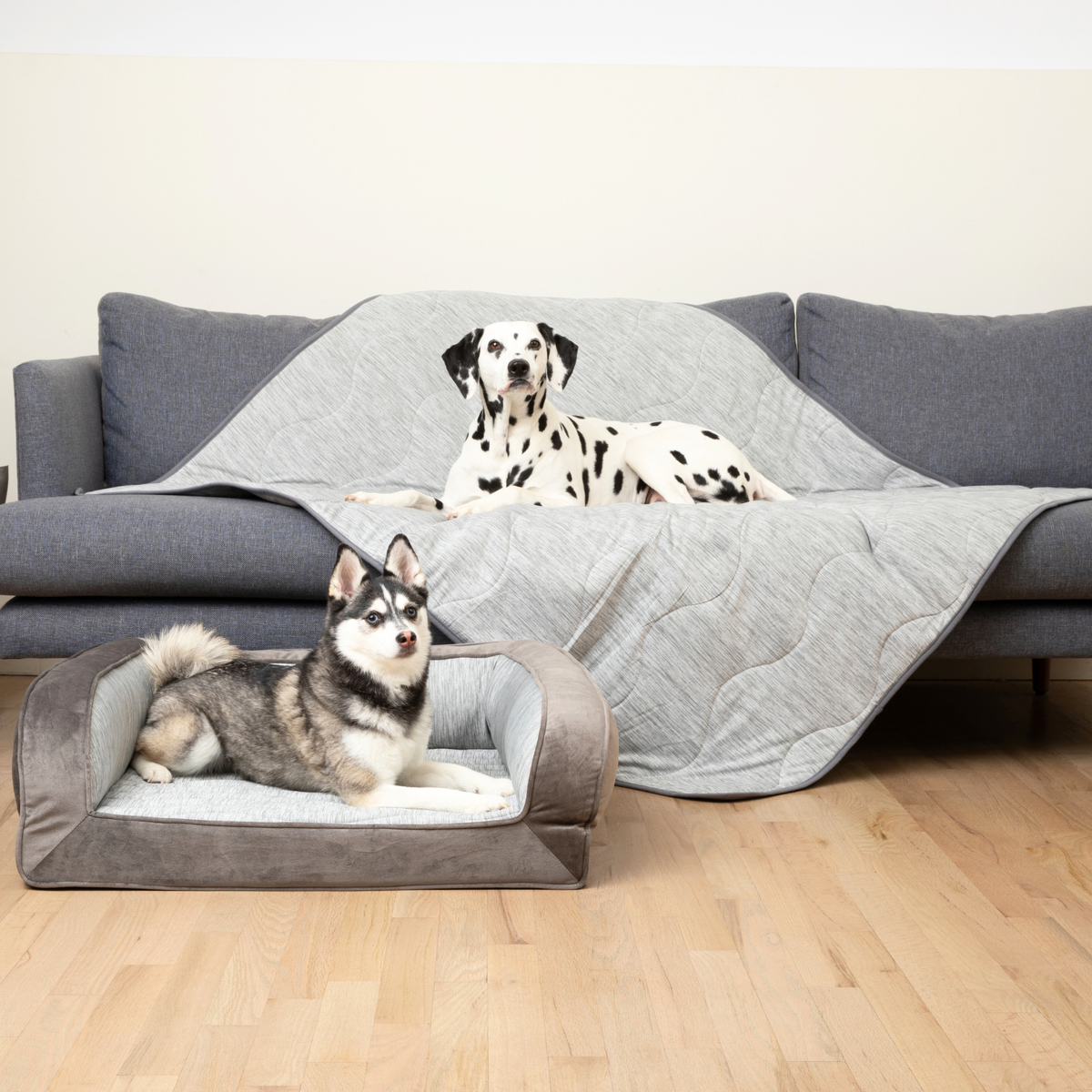 PupChill Cooling Bolster Dog Bed Waterproof Blanket Bundle Arctic Grey