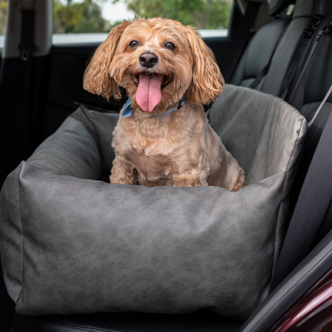 PupProtector Faux Leather Memory Foam Dog Car Bed Slate Gray
