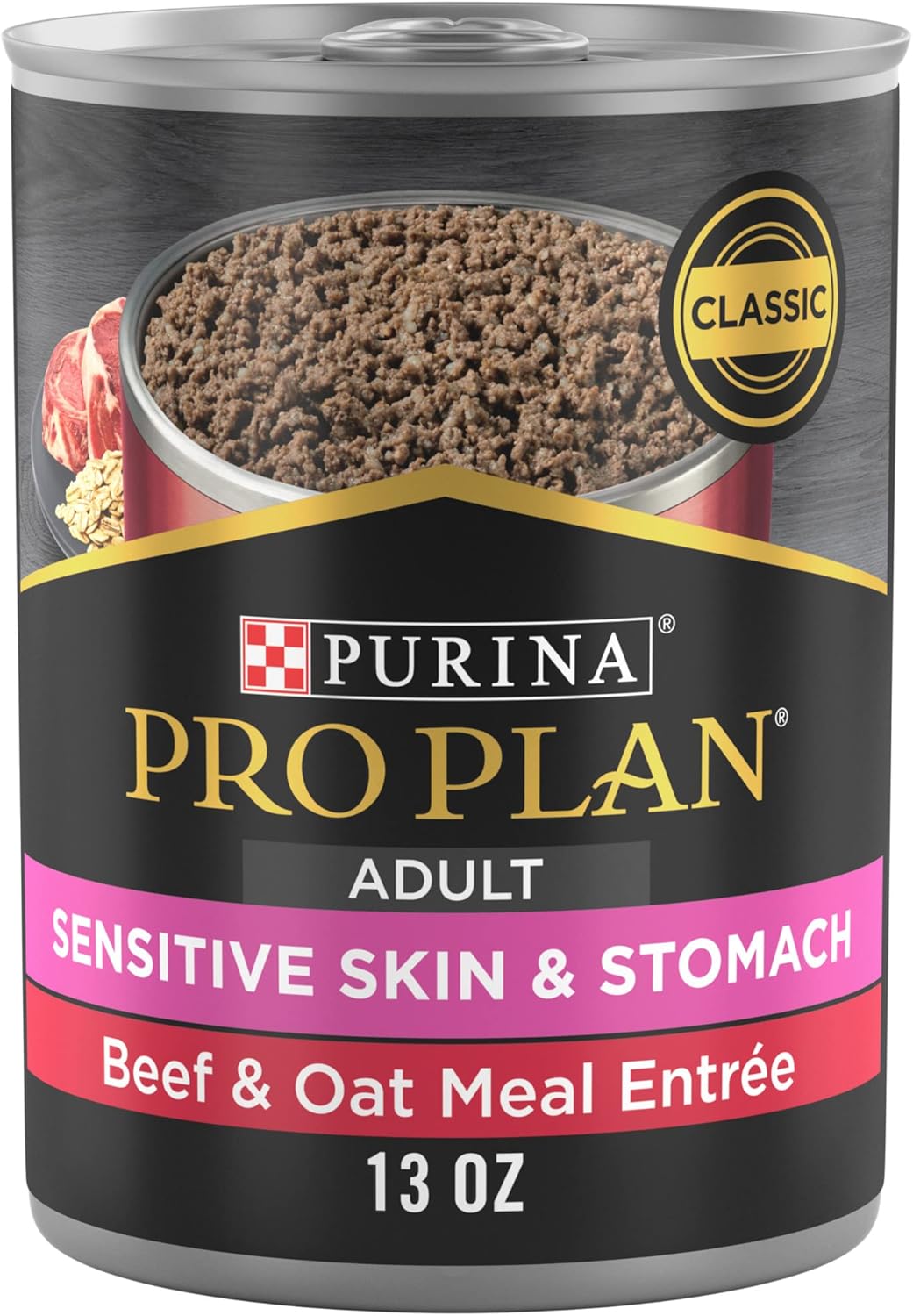 Pro Plan Sensitive Skin & Stomach Wet Dog Food Classic Beef & Oat Meal Entre (13oz)