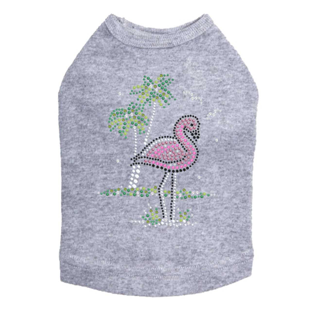 Pink Flamingo with Palm Trees - Dog Tank