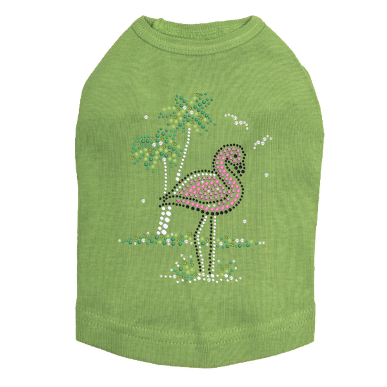 Pink Flamingo with Palm Trees - Dog Tank