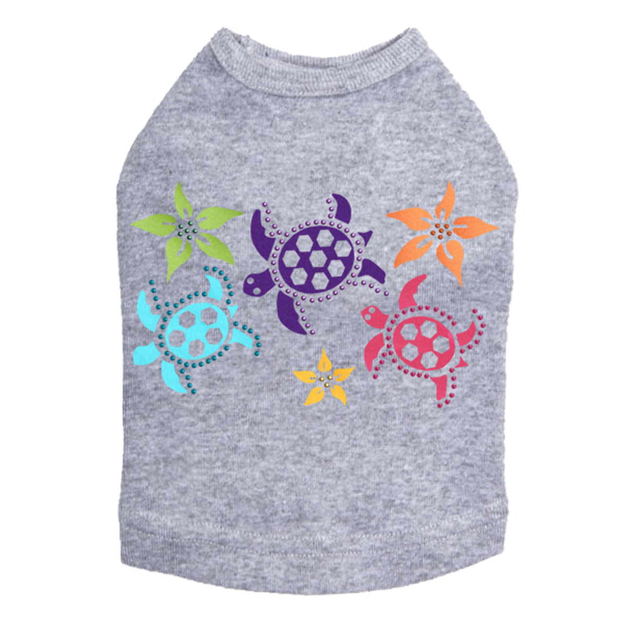 Satin Sea Turtles with Flowers - Dog Tank