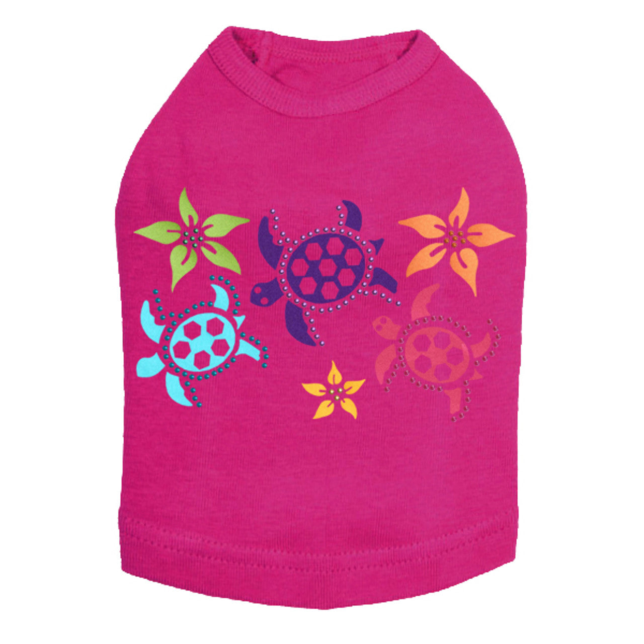 Satin Sea Turtles with Flowers - Dog Tank