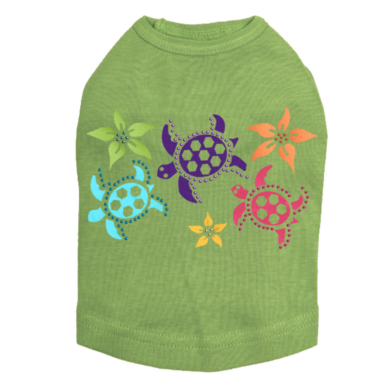 Satin Sea Turtles with Flowers - Dog Tank