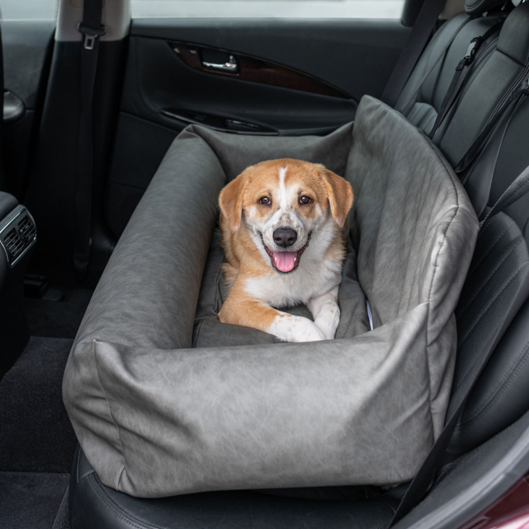 PupProtector Faux Leather Memory Foam Dog Car Bed Slate Gray 