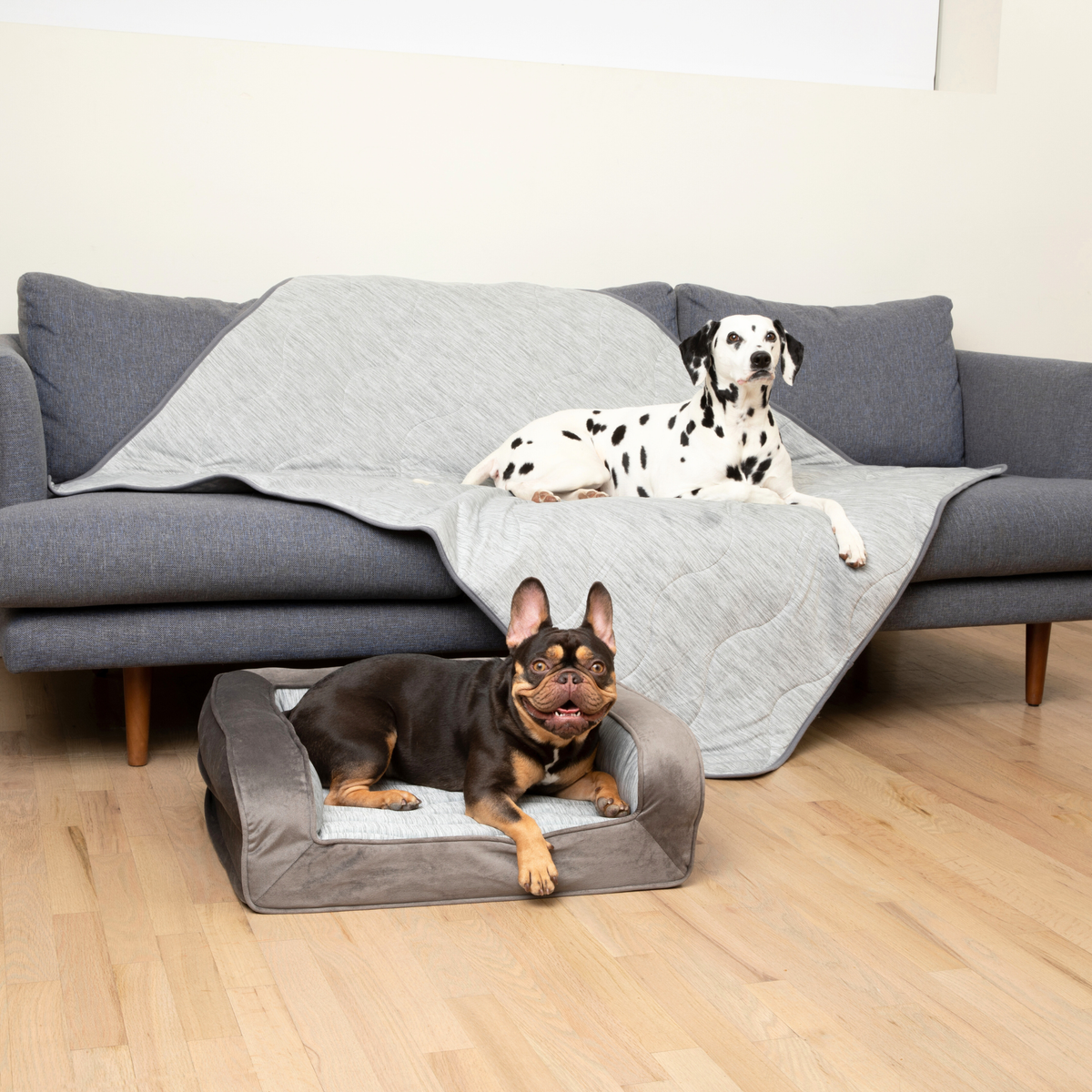 PupChill Cooling Bolster Dog Bed Waterproof Blanket Bundle Arctic Grey
