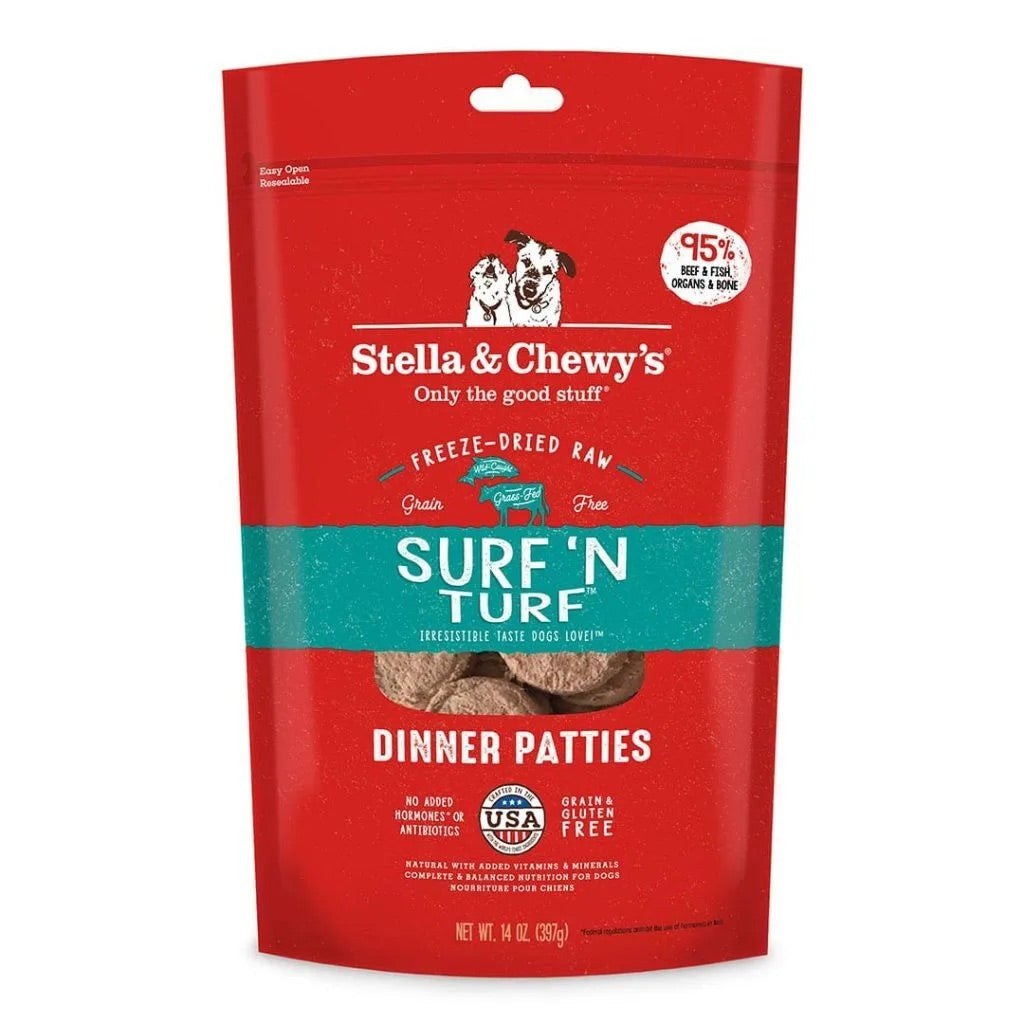 Stella & Chewys Freeze Dried Dinner Patties Surf and Turf Dog Food (25oz)