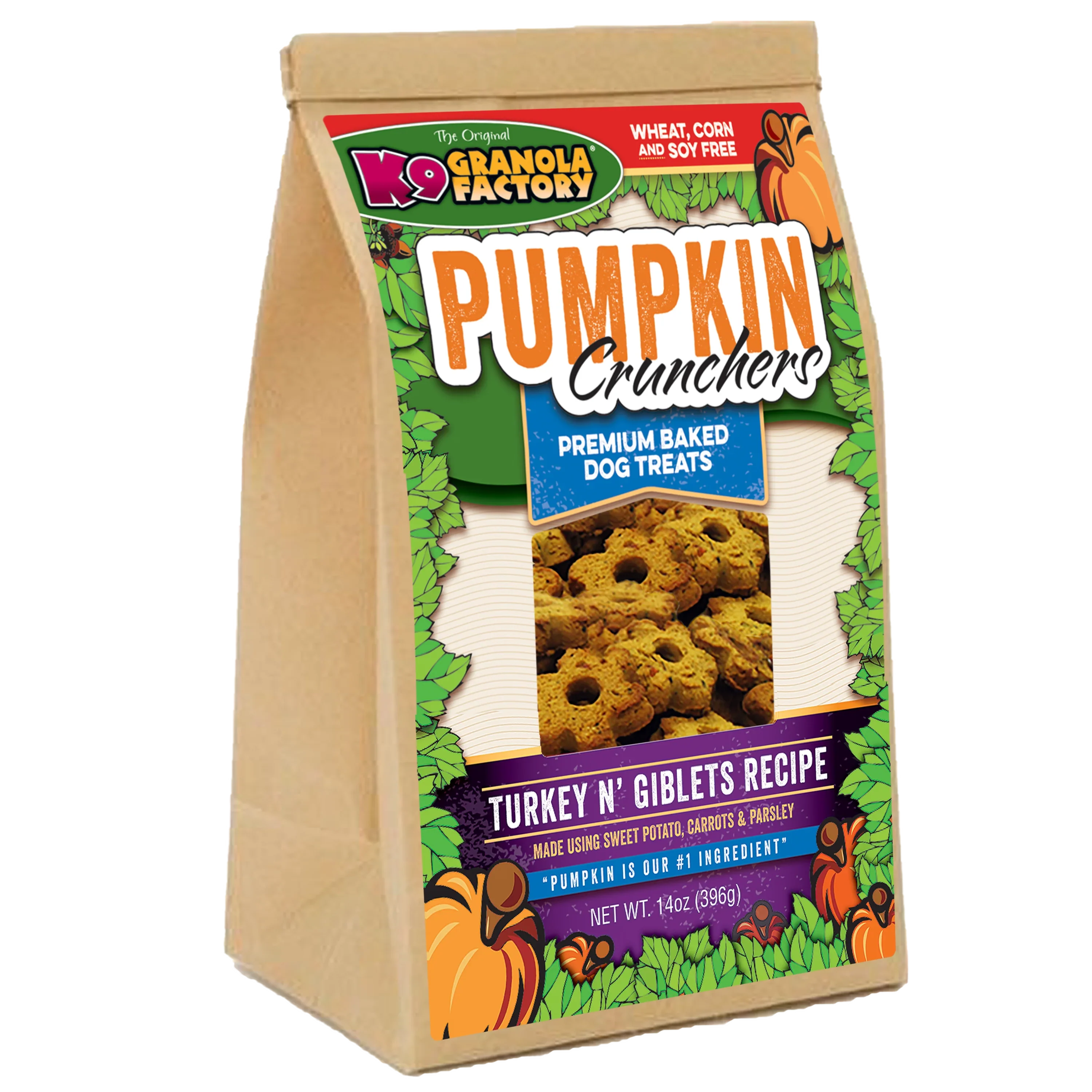 K9 Granola Factory Pumpkin Crunchers, Turkey N Giblet Recipe Dog Treats (14oz)