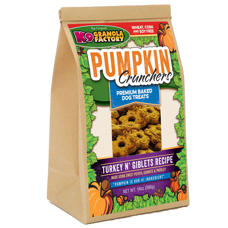 K9 Granola Factory Pumpkin Crunchers, Turkey N Giblet Recipe Dog Treats (14oz)