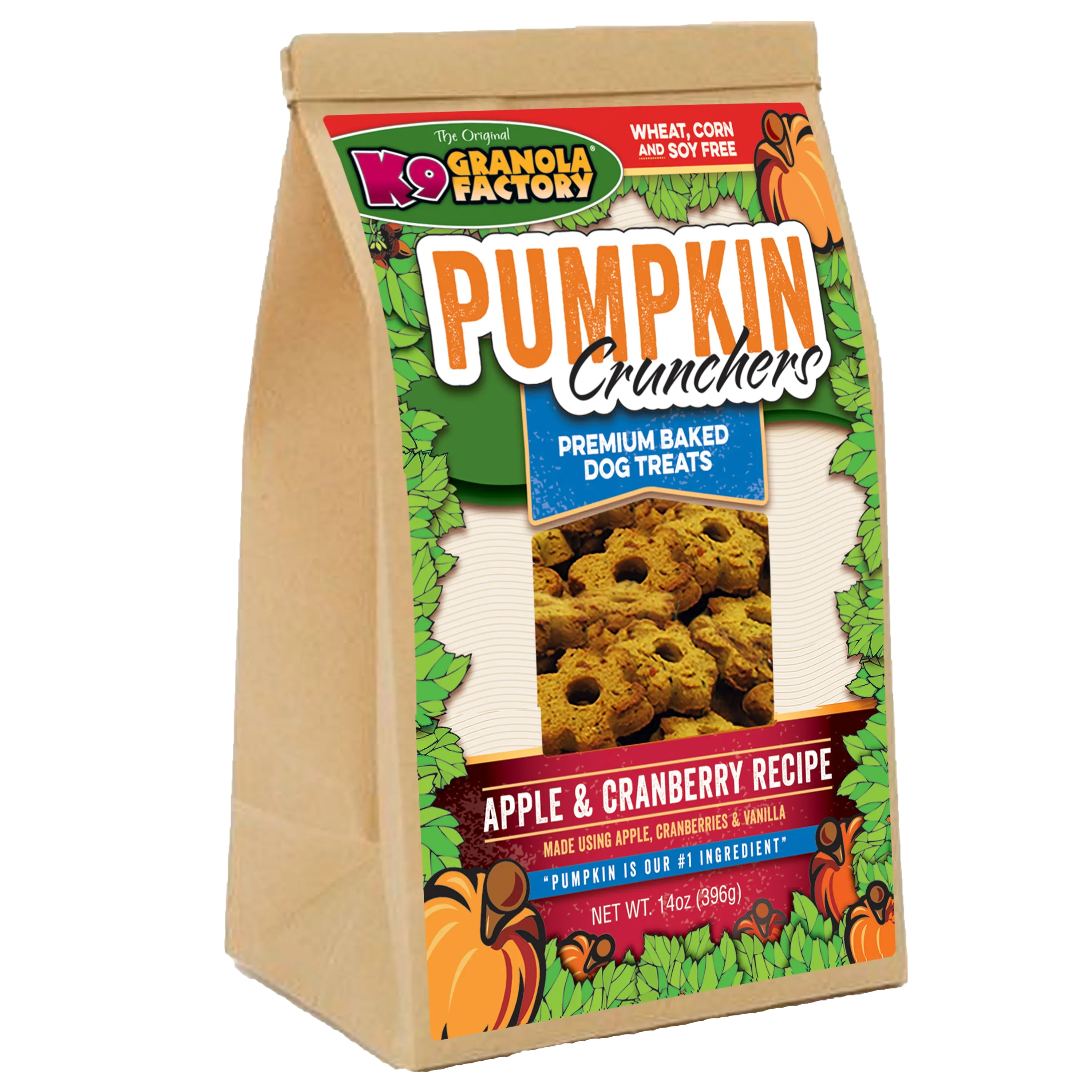 K9 Granola Factory Pumpkin Crunchers, Apple & Cranberry Recipe Dog Treats (14oz)