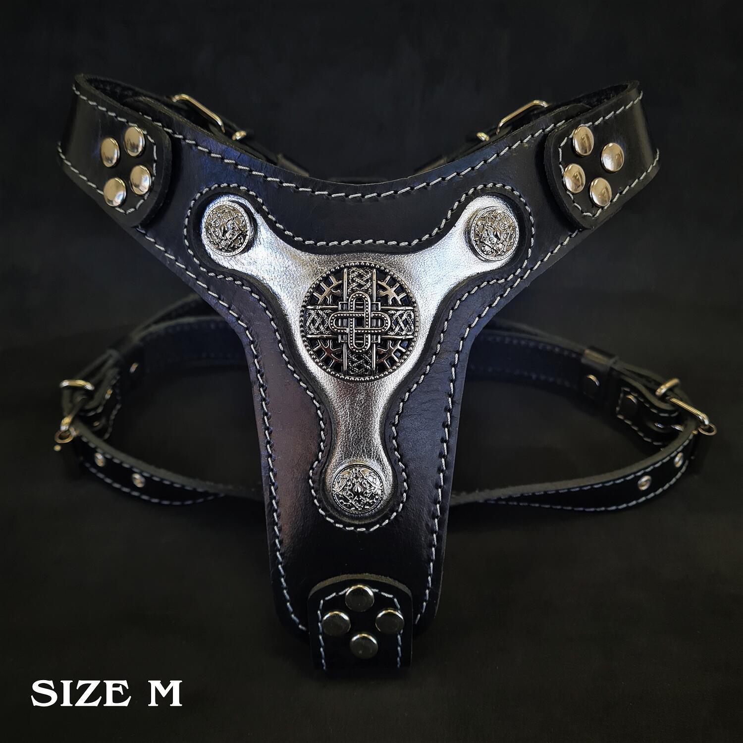Bestia Dog Gear Genuine Leather Dog Harness - M 
