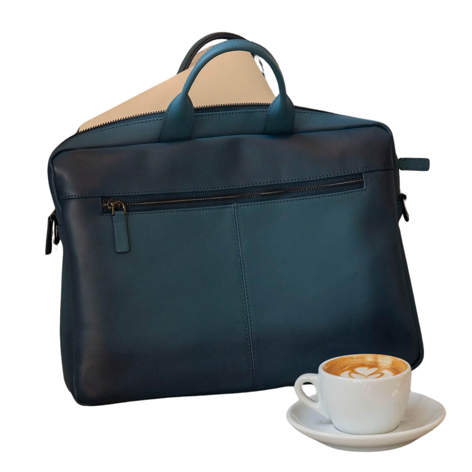 Classic Leather Laptop Bag Blue Hollywood