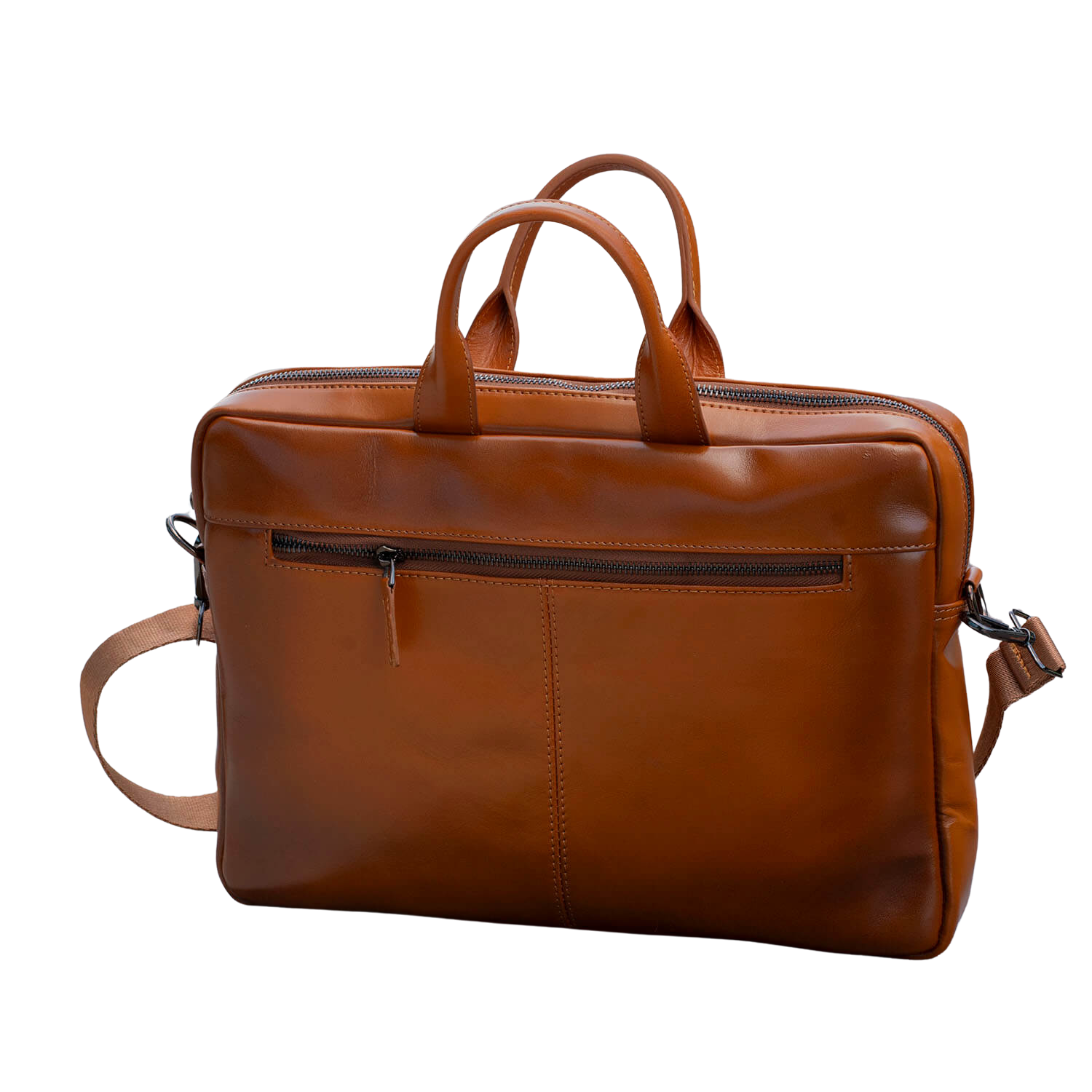 Classic Leather Laptop Bag Camel Brown Hollywood
