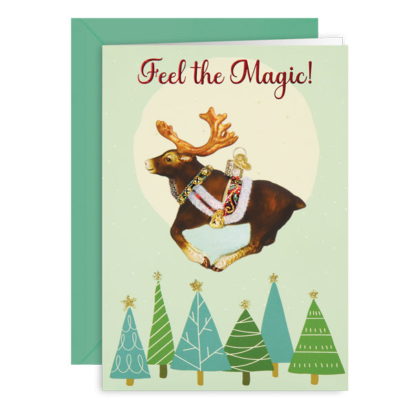 Old World Christmas: Reindeer Christmas Greeting Card
