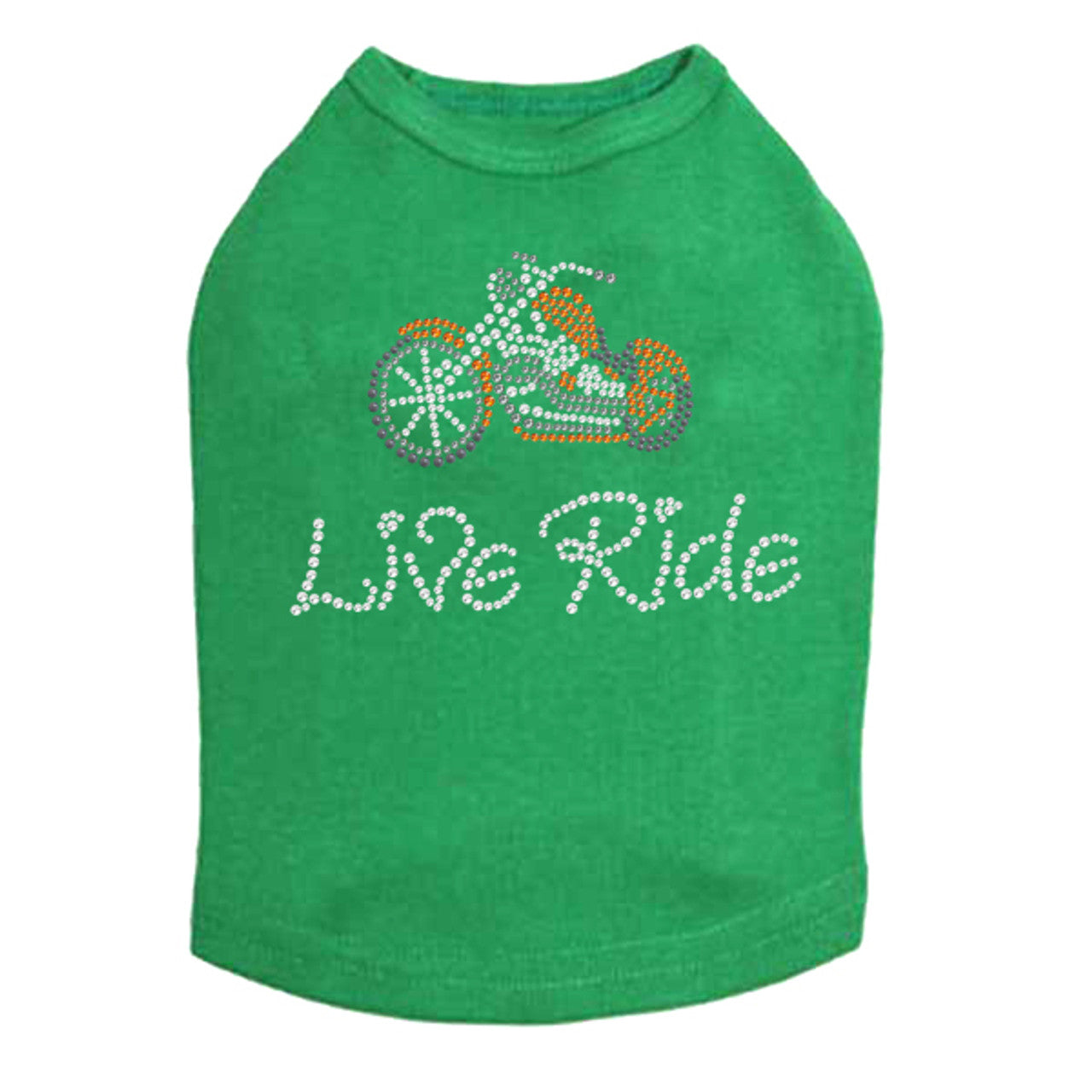 Live - Ride - Orange Motorcycle - Dog Tank