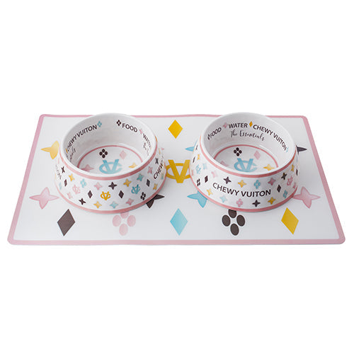 White Chewy Vuiton Placemat by Haute Diggity Dog