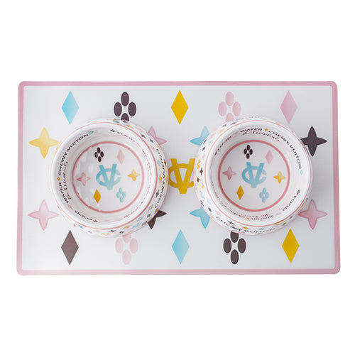 White Chewy Vuiton Placemat by Haute Diggity Dog