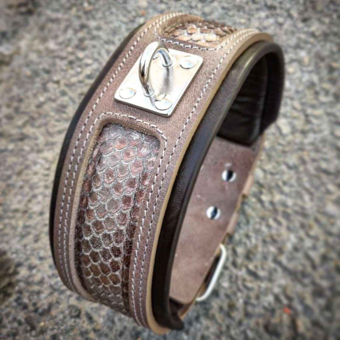 Bestia Python Exclusive Design Leather Dog Collar
