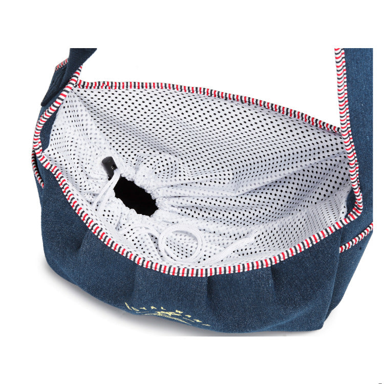 Pet Shoulder Carrier Denim Breathable Adjustable Strap