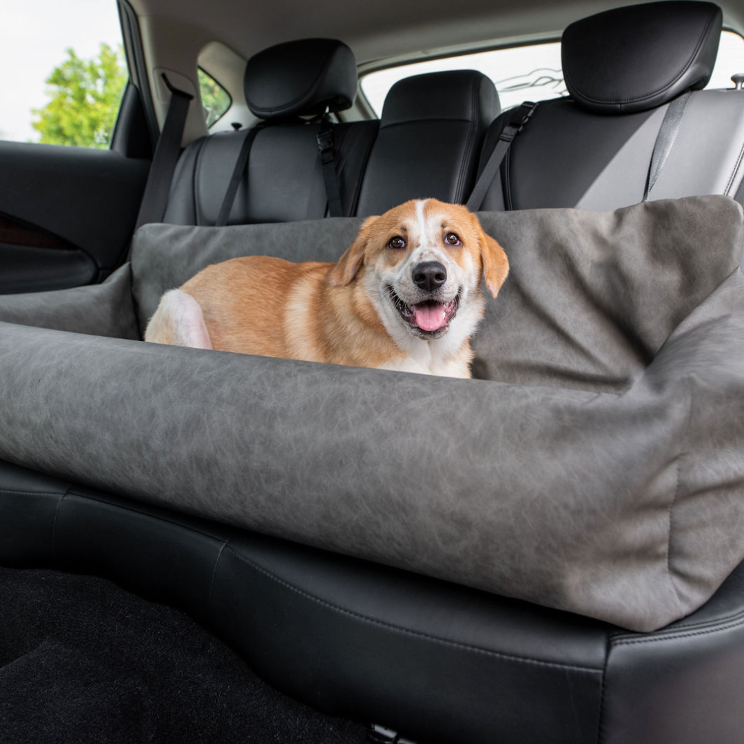 PupProtector Faux Leather Memory Foam Dog Car Bed Slate Gray