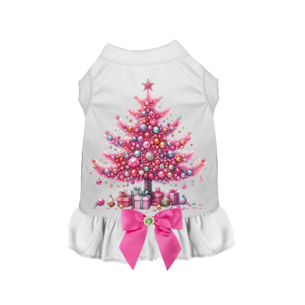Pretty in Pink Christmas Tree Dog Dress