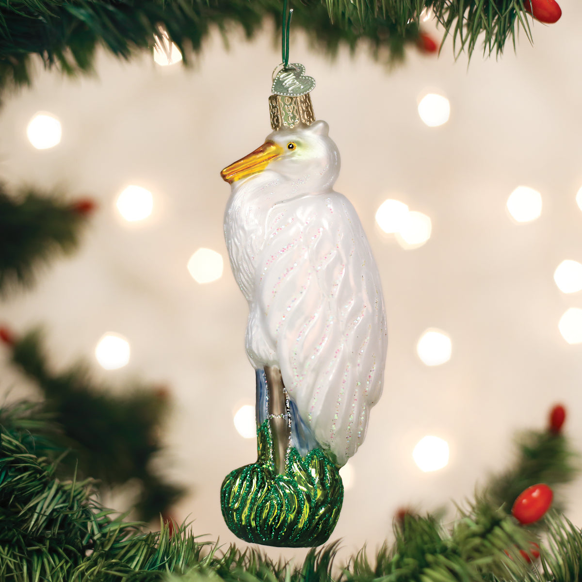 Old World Christmas: Great Egret Christmas Ornament