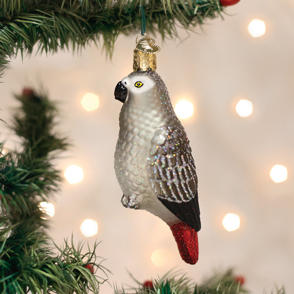 Old World Christmas: African Grey Parrot Christmas Ornament