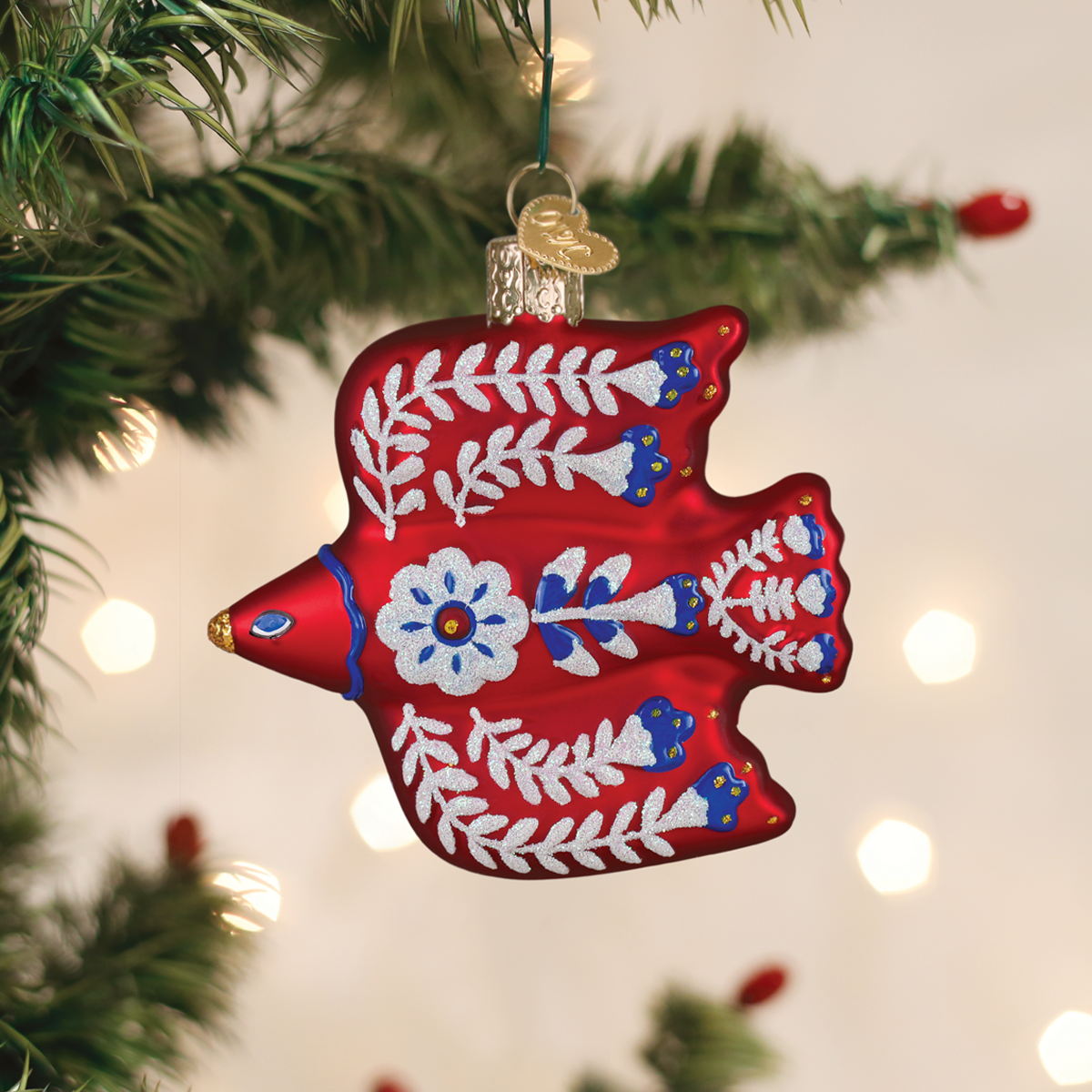 Old World Christmas: Folkfeather Thrush Christmas Ornament