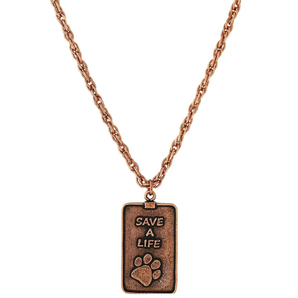 1928 Jewelry Save A Life Dog Tag Pendant Necklace 32 Inch