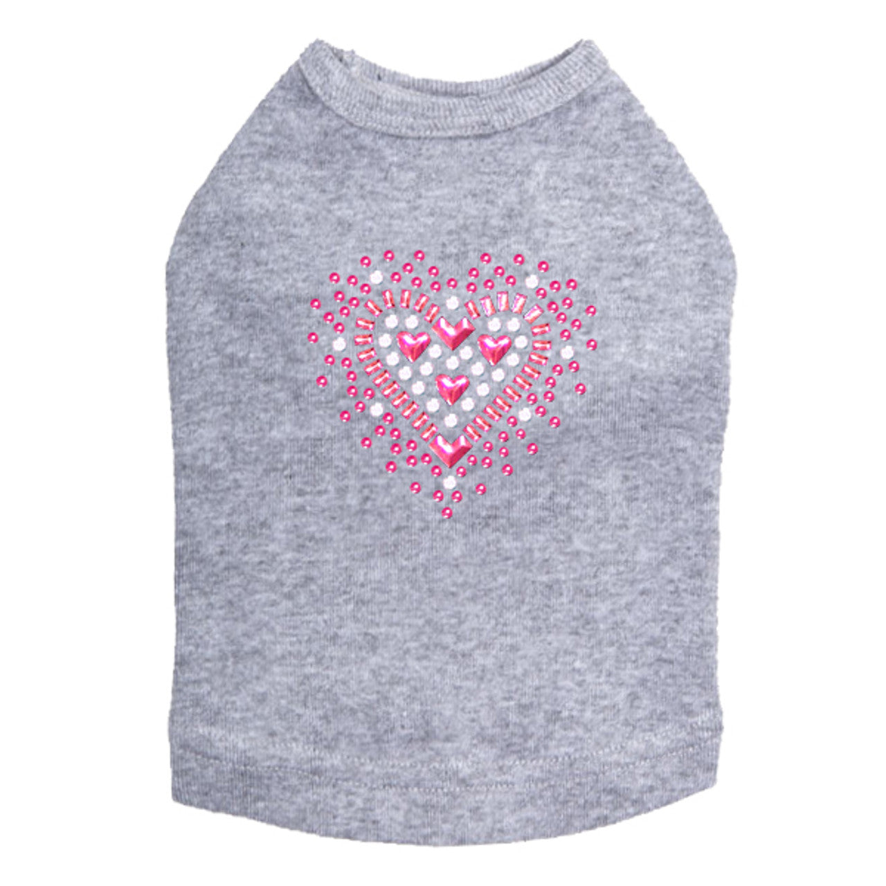 Pink Austrian crystal Heart - Dog Tank