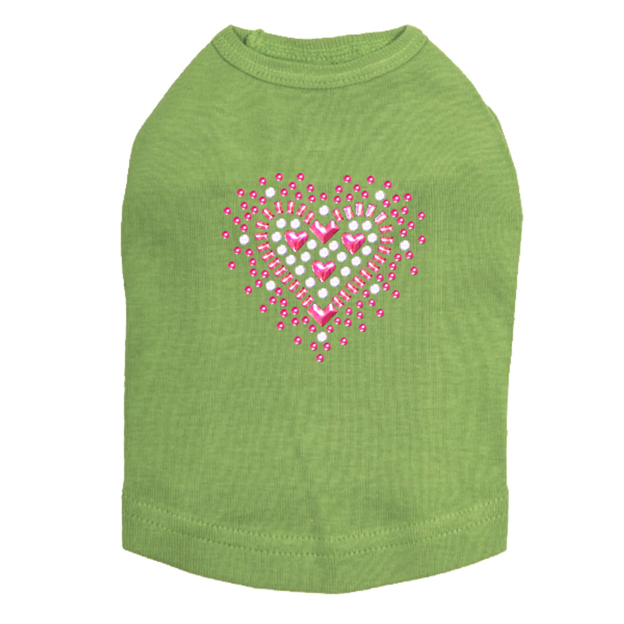 Pink Austrian crystal Heart - Dog Tank