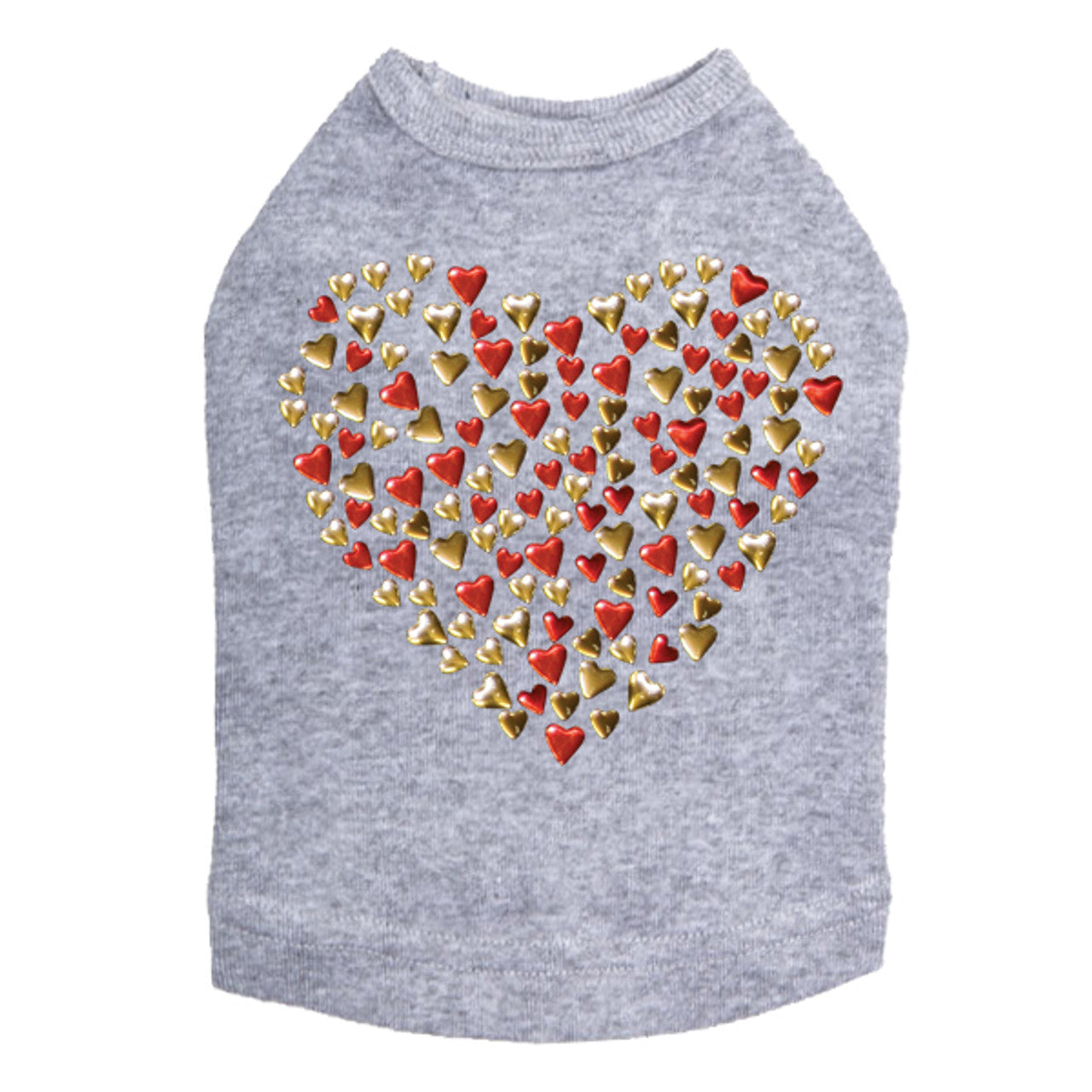 Red & Gold Nailhead Hearts - Dog Tank