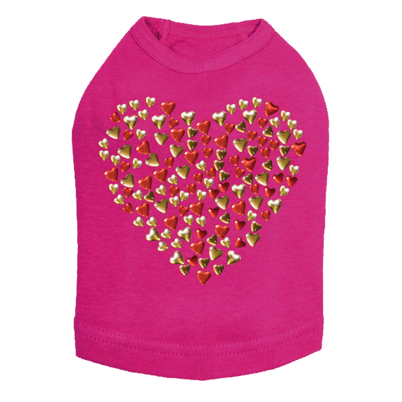 Red & Gold Nailhead Hearts - Dog Tank