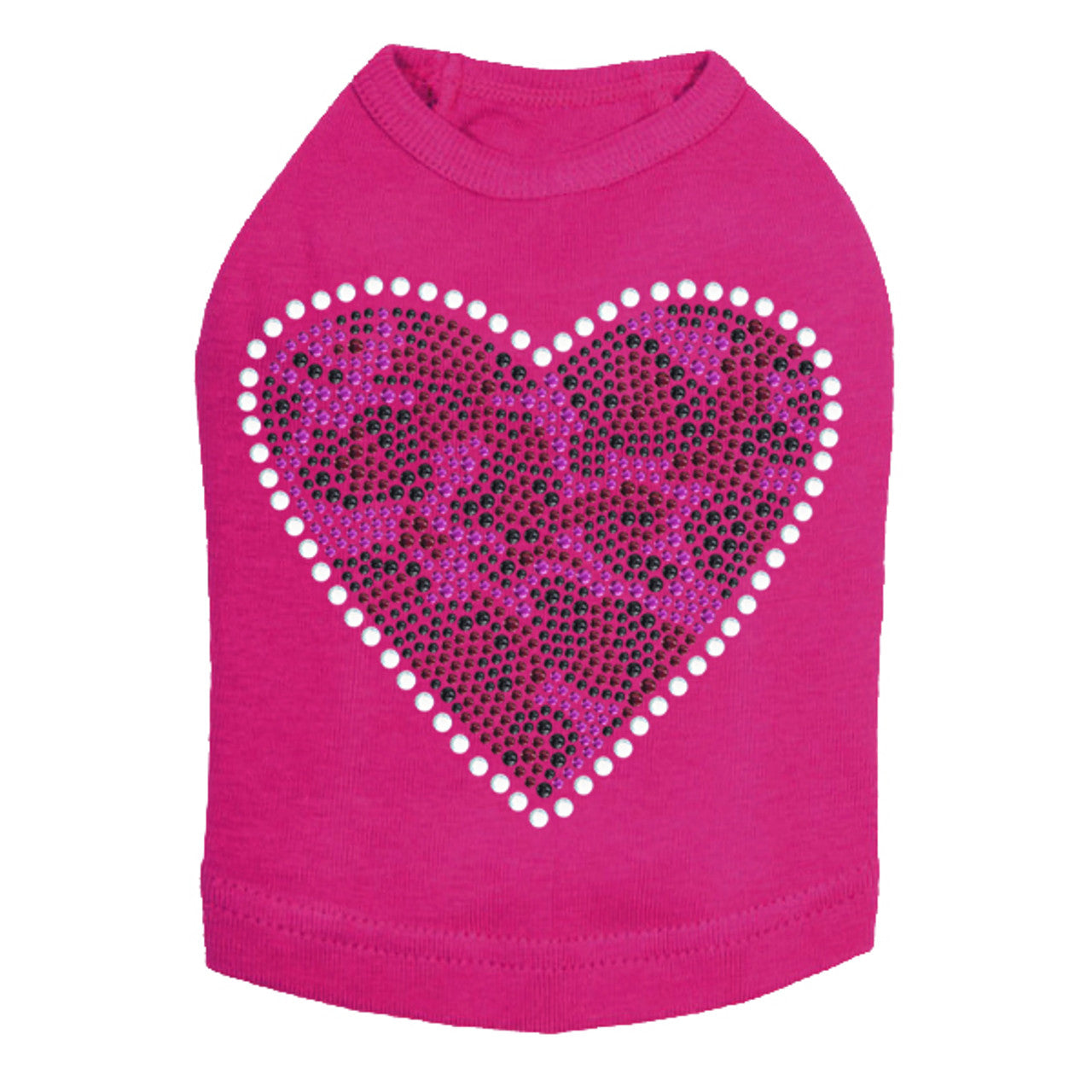 Fuchsia Leopard Heart - Dog Tank