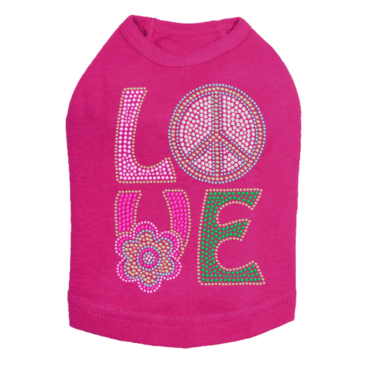 Love with Peace Sign & Flower - Dog Tank