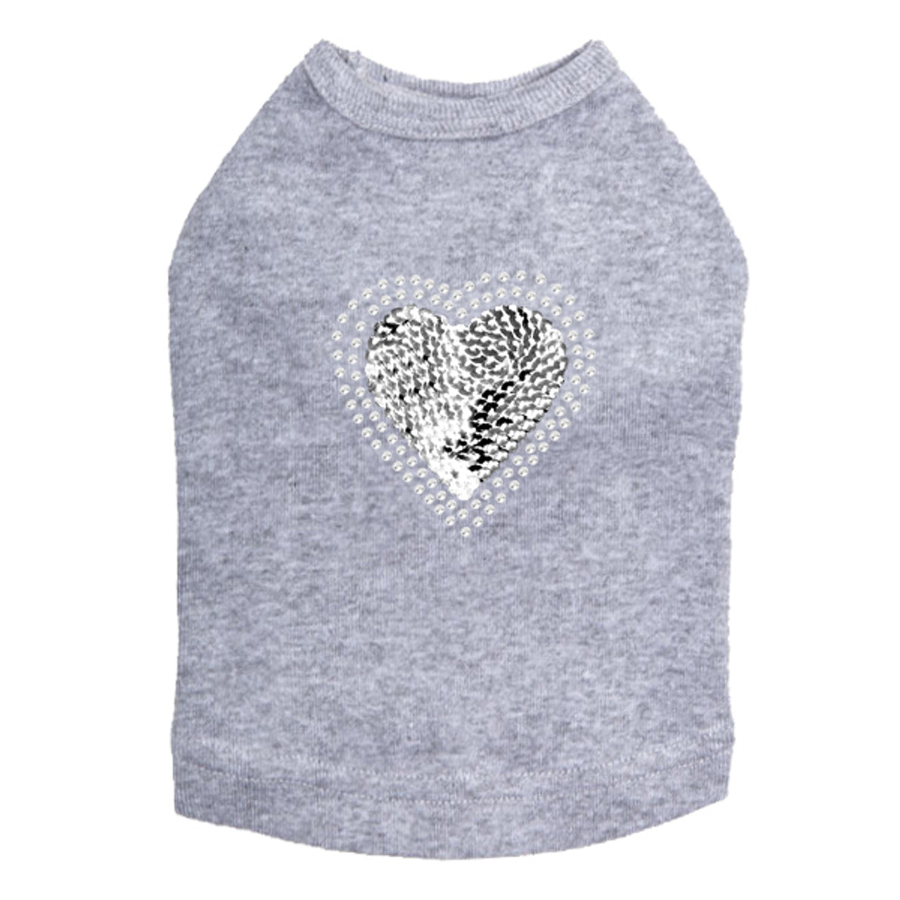 Sequin Silver Heart - Dog Tank